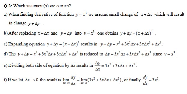 Q . 2 : Which statement ( s ) are correct? a y =