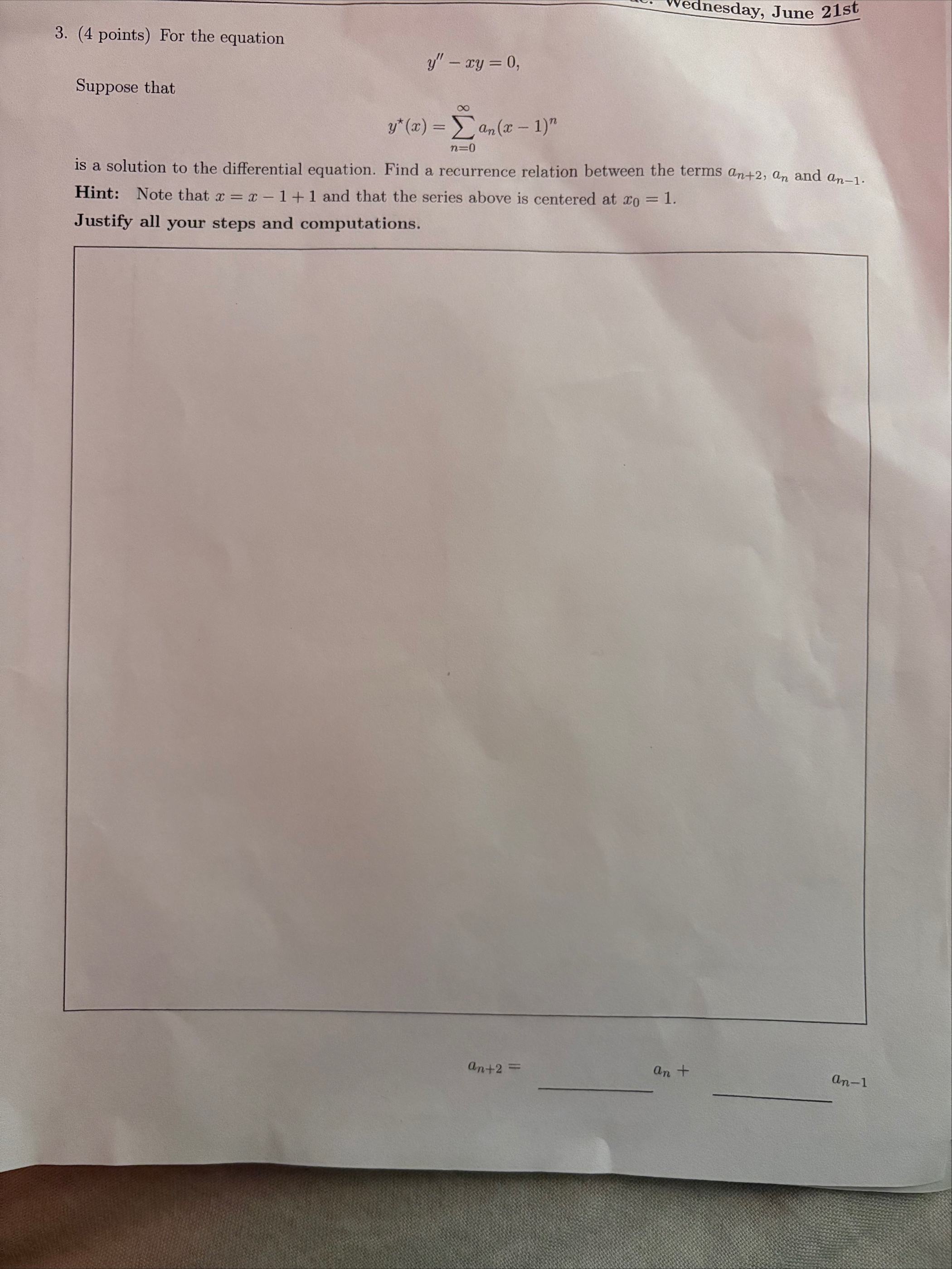 ( 4 points ) For the equation y ' ' - x y = 0
