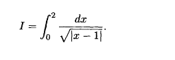 I = 0 2 d x | x - 1 | 2