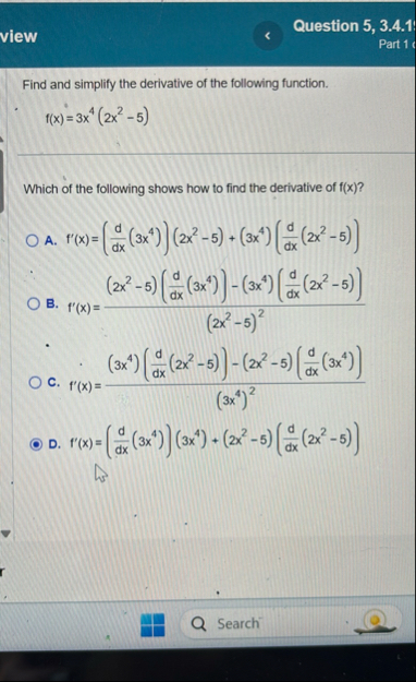 Question 5 , 3 . 4 . 1 view Part 1 Find and