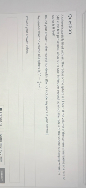 Question A sphere is partially filled with air.