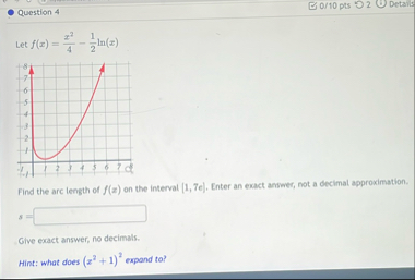 Question 4 0 1 0 pts 2 Details Let f ( x ) = x 2