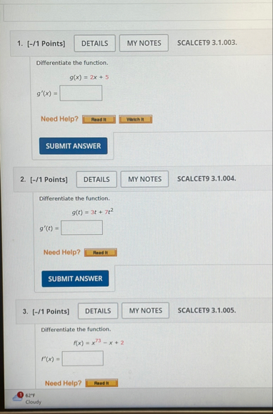 [ - / 1 Points ] SCALCET 9 3 . 1 . 0 0 3 .