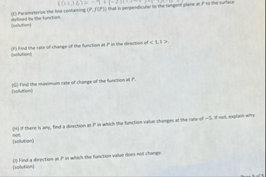 Let f ( x , y ) = y - xy - y ^ 2 , P = ( 1 , 2 )