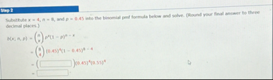 atop 2 Subuthute x - 4 , n - 8 , and p - 0 . 4 5