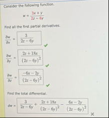 Consider the following function. w = 3 x y 2 z -