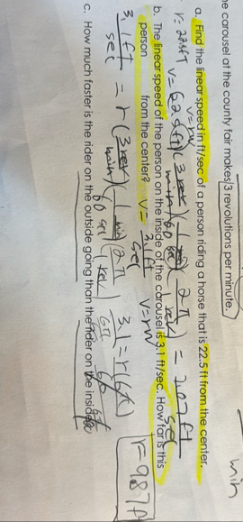 carousel at the county fair makes 3 revolutions