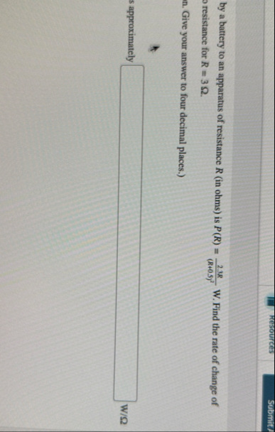 Resources Submits by a battery to an apparatus of