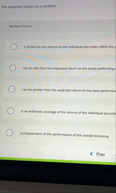 The expected return on a portfolio: Multiple