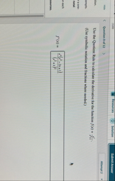 ? 1 2 0 0 Resources Solution Hide Question 8 of 1