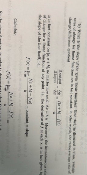 b ) What is the slope of the given linear