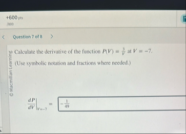 6 0 0 pts / 8 0 0 Question 7 of 8 no Calculate
