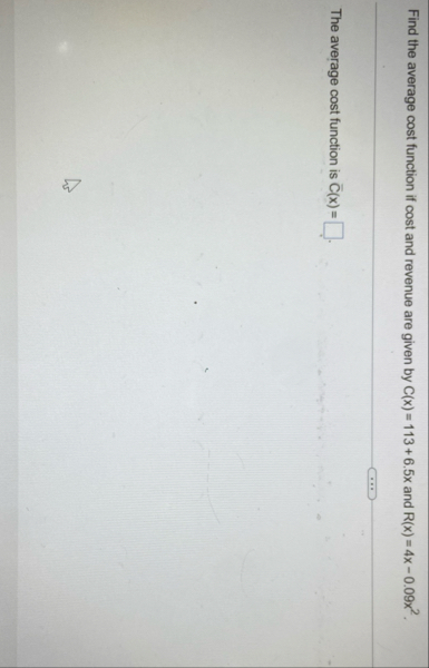 Find the average cost function if cost and