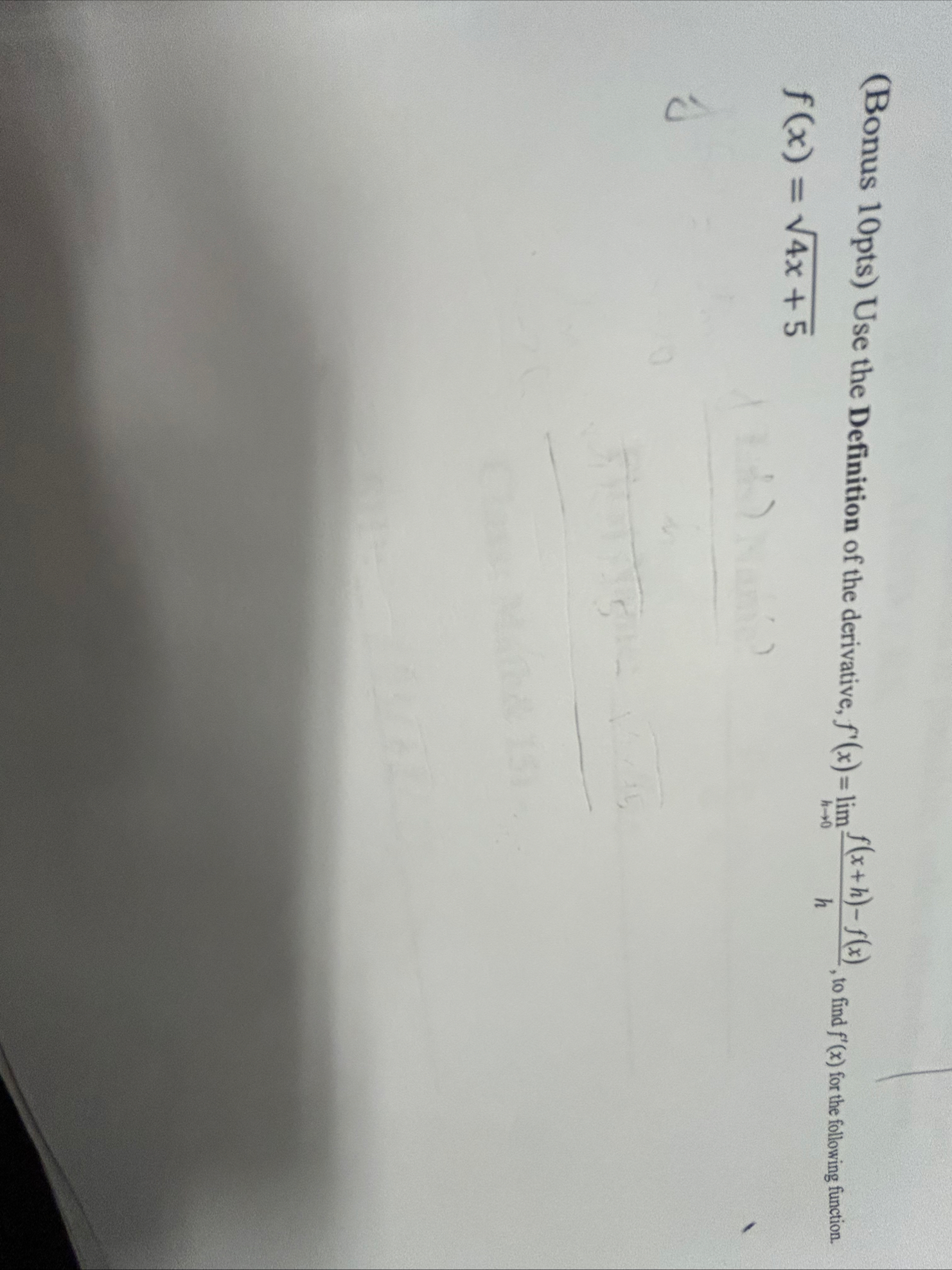 ( Bonus 1 0 pts ) Use the Definition of the