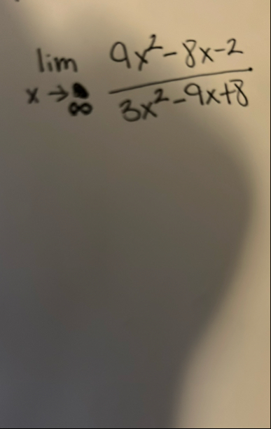 lim x 9 x 2 - 8 x - 2 3 x 2 - 9 x 8