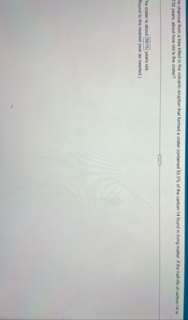 he charcoal from a tree killed in the volcanic