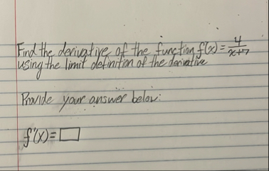 Find the derivative of the function f ( x ) = 4 x