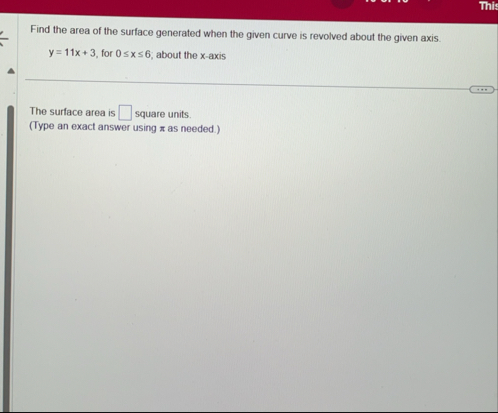 Find the area of the surface generated when the