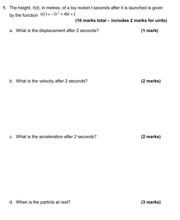 The height, h ( t ) , i n metres, o f a toy