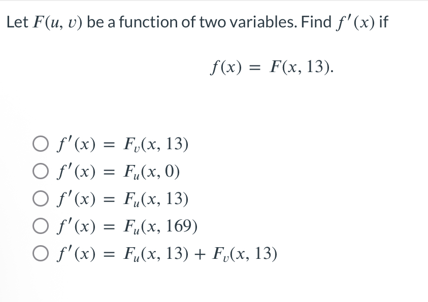 Let F ( u , v ) b e a function o f two variables.