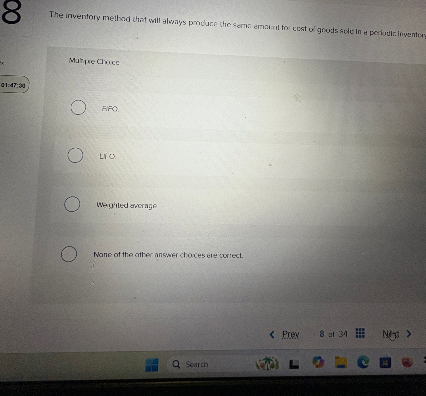The inventory method that will always produce the