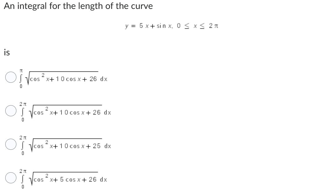 A n integral for the length o f the curve y = 5 x