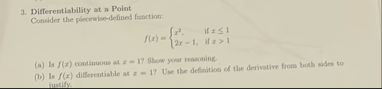 Differentiability at a Point Consider the