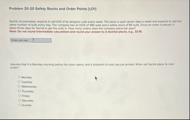 Problem 2 0 - 2 0 Safety Stocks and Order Points