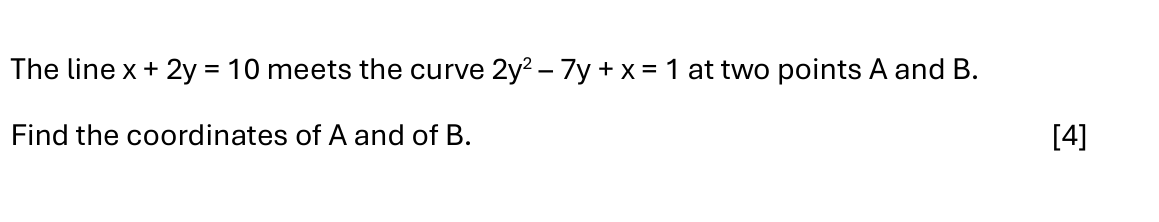 code class = "asciimath" > The line x + 2 y = 1 0