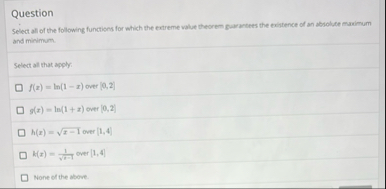 Question Select all of the following functions
