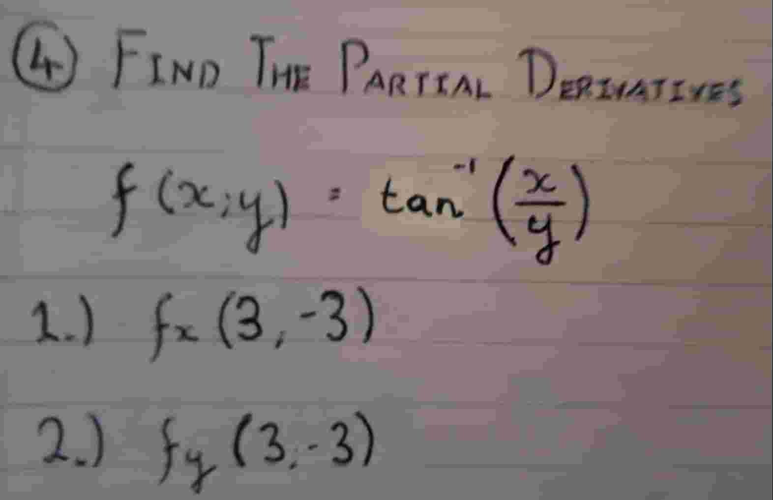 ( 4 ) Find The Particla Derinatives f ( x ; y ) =