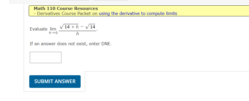 Math 1 1 0 Course Resources Derivatives Course