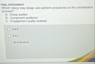 FINAL ASSESSMENT Which role ( s ) may design and