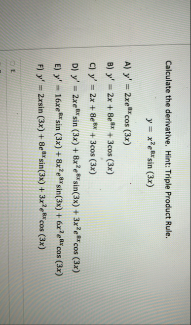 Calculate the derivative. Hint: Triple Product