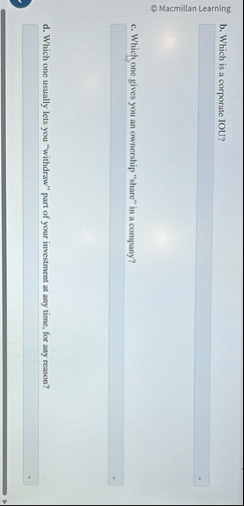 b . Which is a corporate IOU? c . Which one gives
