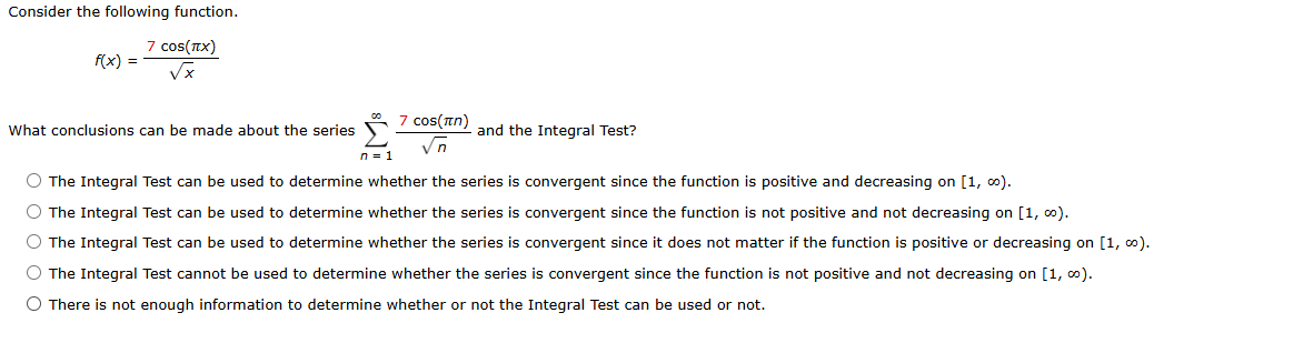 Consider the following function. f ( x ) = 7 c o