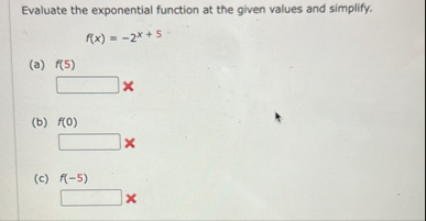 Evaluate the exponential function at the given