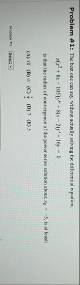 Problem # 1 : The best one can say, without