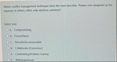 Which conflict management technique does this