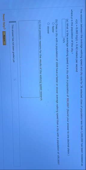 The relation between the average walking speed