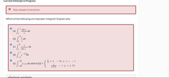 Current Attempt in Progress X Your answer is