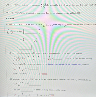 ( a ) Approximate the sum of the series ? ? 1 n 3