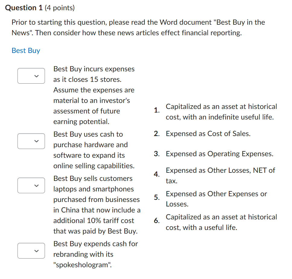 Question 1 ( 4 points ) Prior to starting this