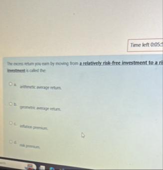 The exess return you eam by moving from a