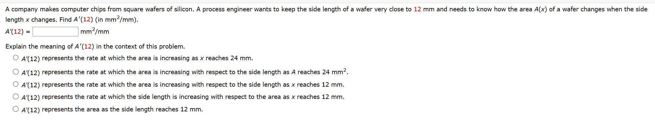 length x changes. Find A ' ( 1 2 ) m m 2 m m A '
