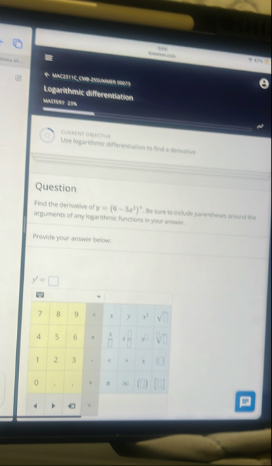 Logarithmic differentiation musuky any CUREINY
