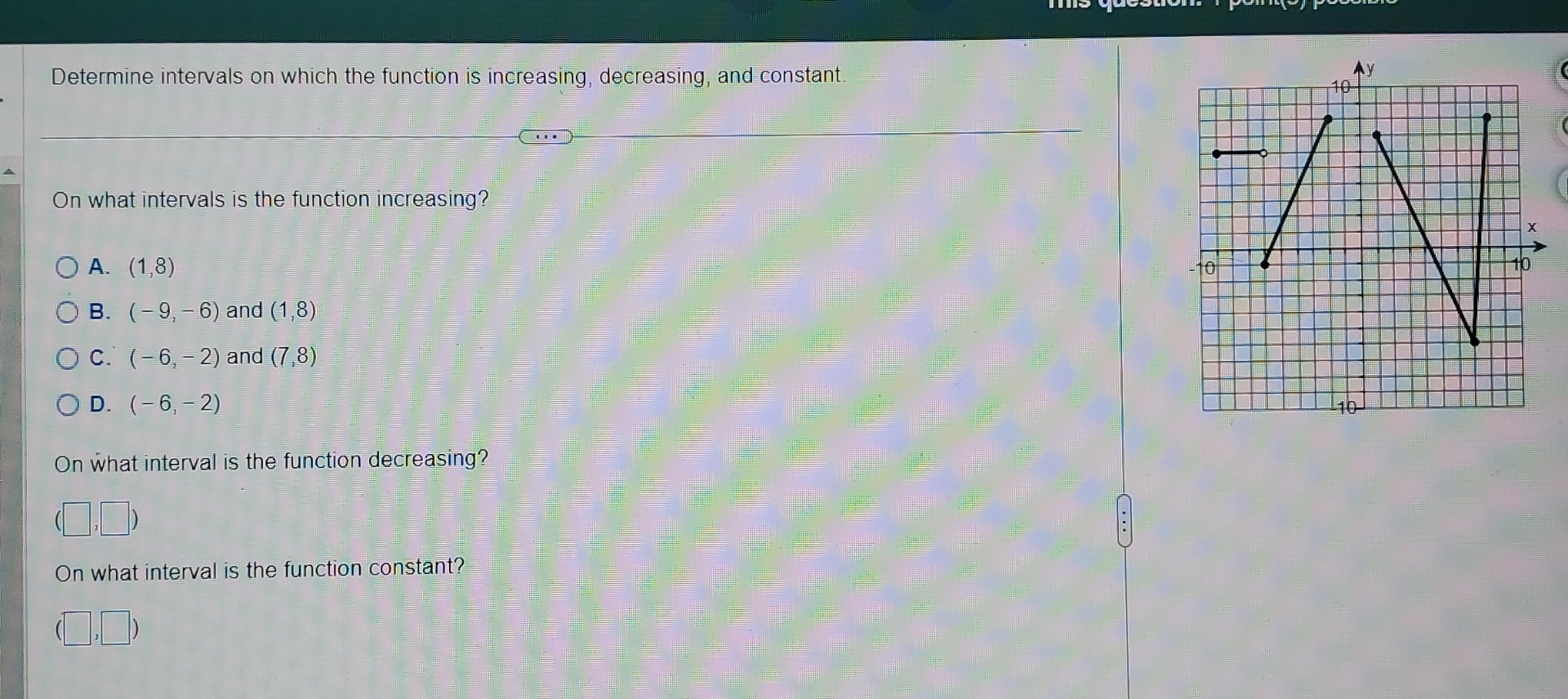 Determine intervals on which the function is