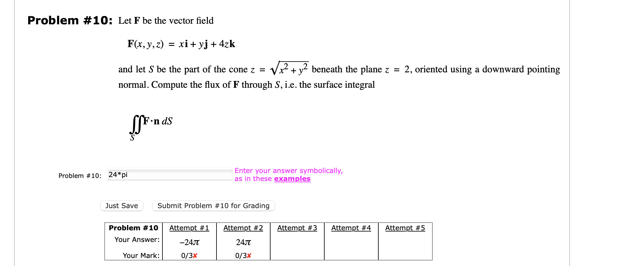 Problem # 1 0 : Let F b e the vector field F ( x