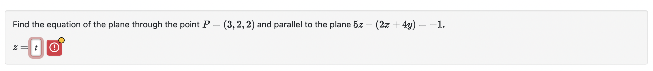 Find the equation o f the plane through the point