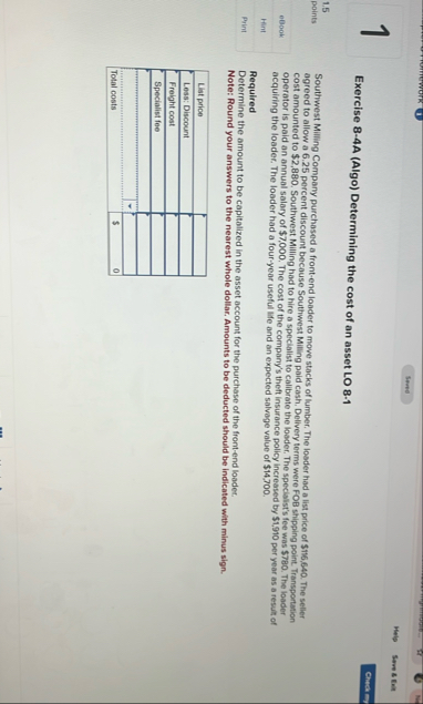 1 Exercise 8 - 4 A ( Algo ) Determining the cost